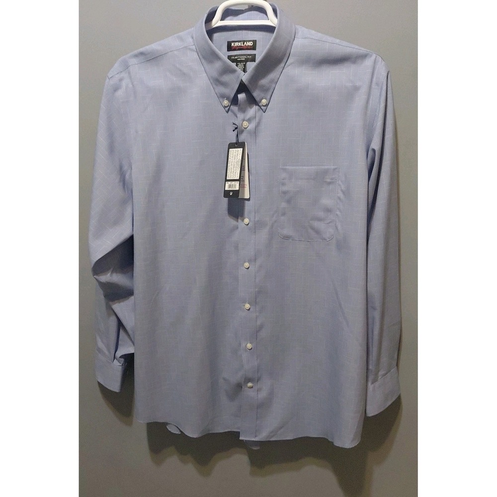 Mens NWT Professional Business Dress Shirt 17.5 34-35 Traditional Fit Blue...